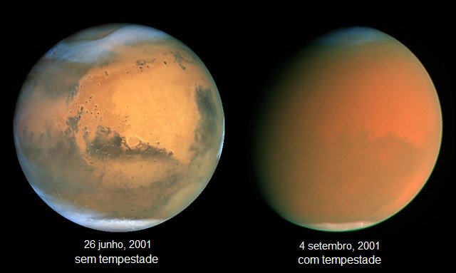 Grandes tempestades de poeira em Marte